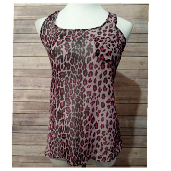 Miley Cyrus & Max Azria Tops - < $6 w bundle > Pink Leopard Tank Top